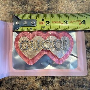 Gucci Pink Double Heart Hair Clip